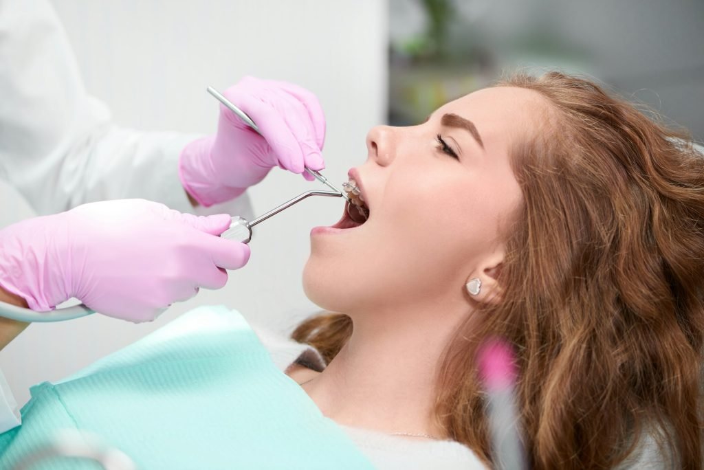 Young woman at the dentist office